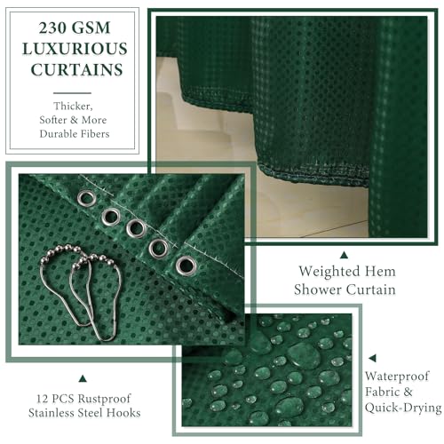 24-Piece Dark Green Bathroom Accessory Set with Shower Curtain and Bath Rugs