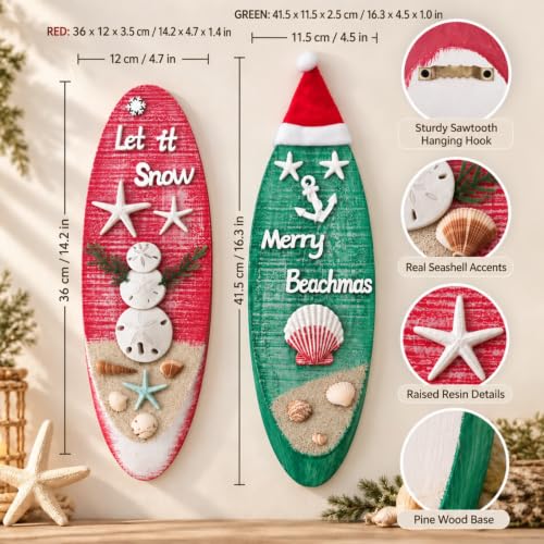 Pechpell 2-Piece Coastal Beach Christmas Wall Art Set