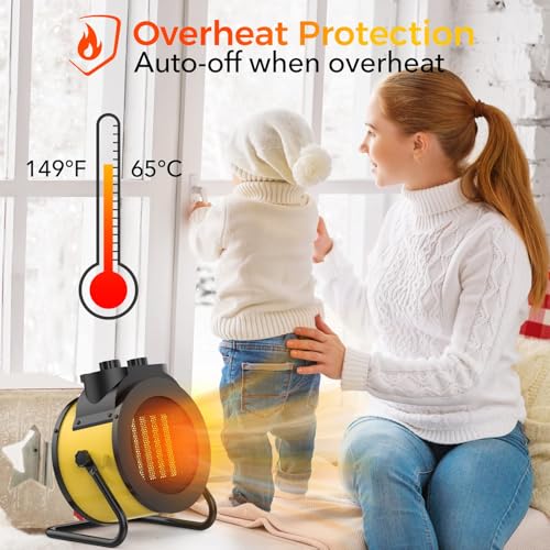 Portable 1500W PTC Electric Space Heater with 90° Angle and Safety Heat