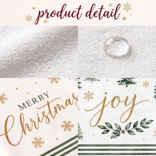 Sage Green Christmas Kitchen Towels Set of 2 - Holiday Decorative Dish Towels