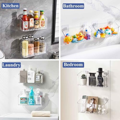 Clear Bath Toy Storage Organizer - No-Drill Adhesive Shower Caddy, 2 Pack