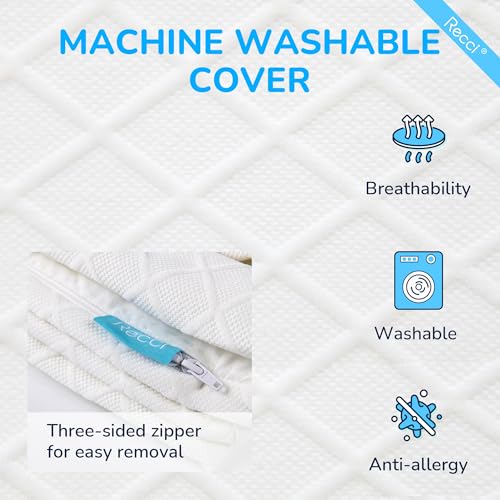 RECCI 3-Inch Twin XL Memory Foam Mattress Topper with Washable Cover
