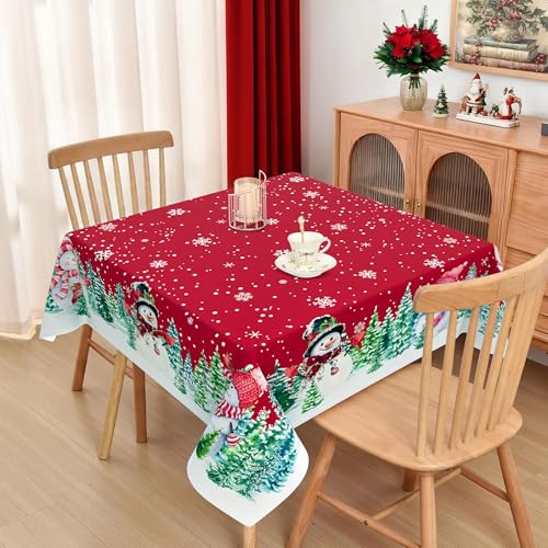 Roszwtit Christmas Snowman Tablecloth 60x60 Square - 02, 100% Polyester