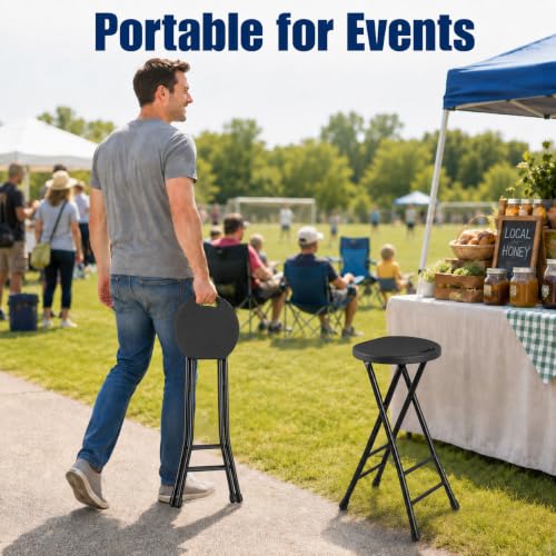 24-Inch Folding Bar Stool, Portable Heavy Duty Collapsible Seat, 500 lbs