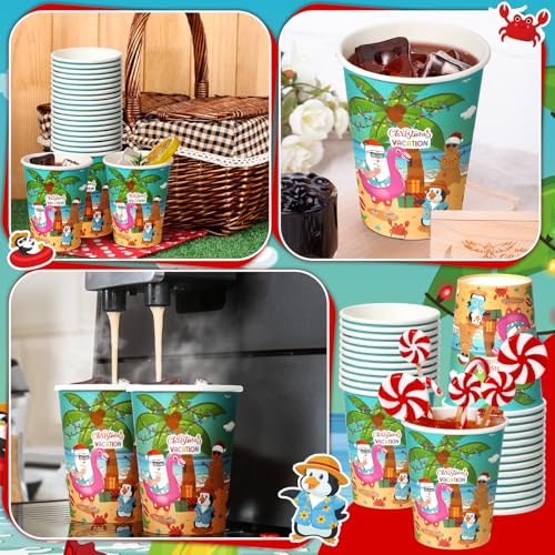 Jingmore 100 Pack Christmas Paper Cups – 8 oz Disposable Holiday Cups with Snowman/Santa Decor