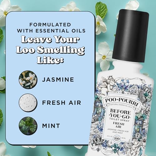 Toilet Odor Eliminator Spray, Jasmine Mint Scent, 4 Fl Oz, Plant-Based