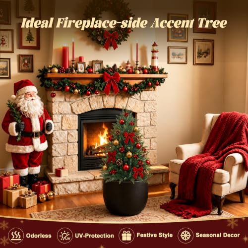 Yangrass 2 Pack 36-Inch Artificial Cedar Topiary Trees for Outdoor Garden & Patio, UV-Resistant, Full Shape