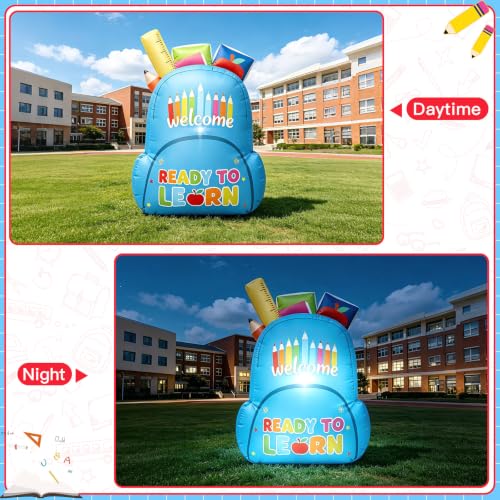 5FT Inflatable Back to School Yard Decoration with Built-In LED Lights