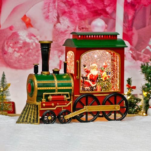 Musical Christmas Train Snow Globe Lantern with LED Lights & Timer