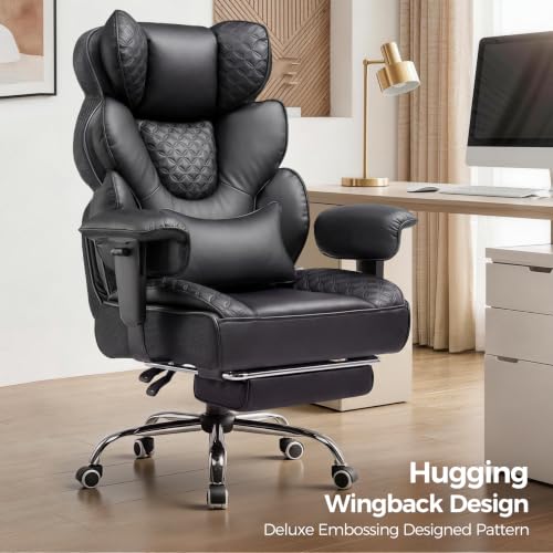 Big and Tall Reclining Office Chair with Footrest & Lumbar Support