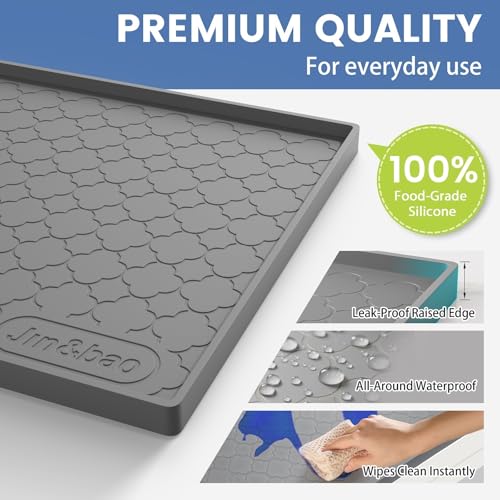 Waterproof Silicone Under Sink Mat - 34" x 22" Cabinet Liner with Raised Edge
