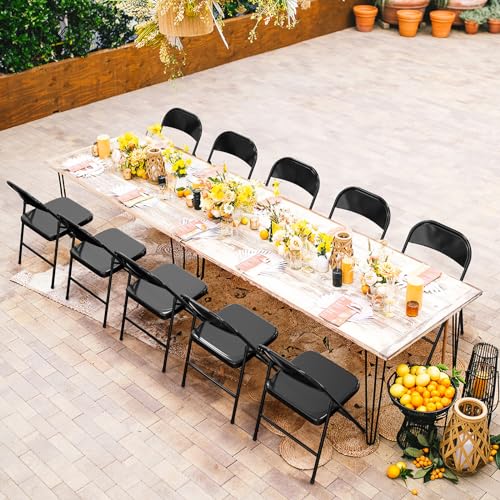 Heavy Duty Folding Chairs - All Steel Metal Frame, 350 lb Capacity, Set of 4