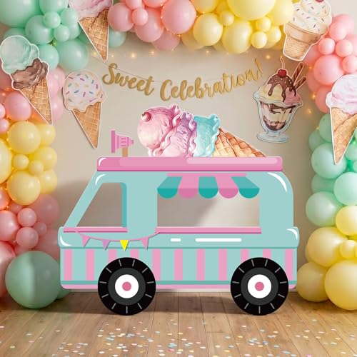4.5ft Ice Cream Truck Cardboard Standee - Party Photo Booth Prop