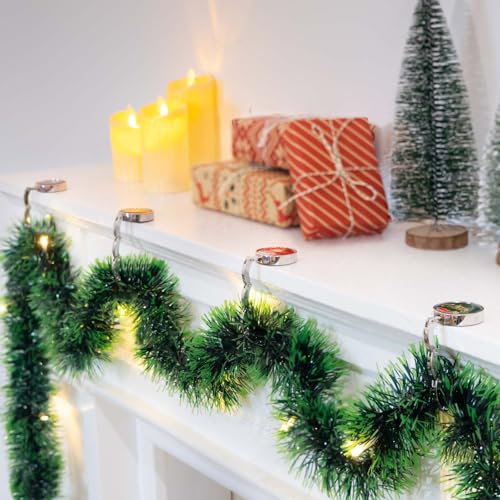 Set of 4 Foldable Christmas Stocking Holders for Mantle, Heavy Duty Metal Hooks