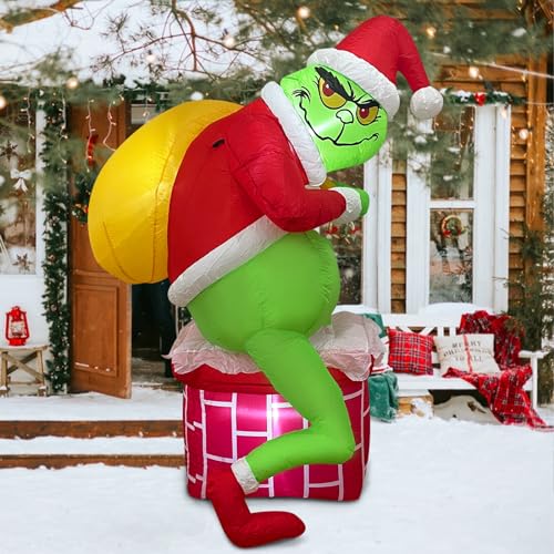 Christmas Inflatable Santa Chimney Decoration with LED Light Outdoor Yard Decor
