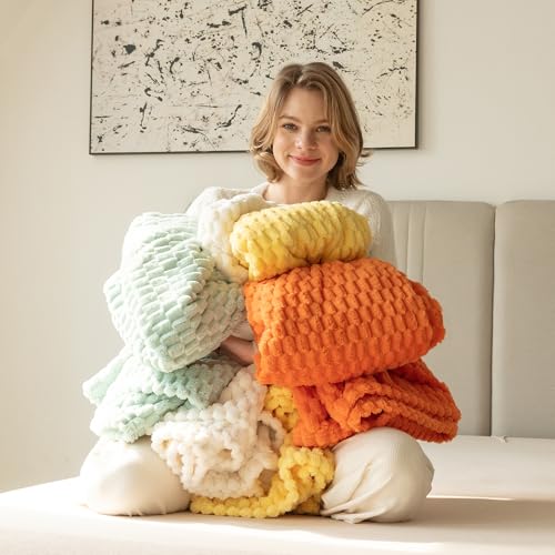 KORBLISS Super Soft Fleece Twin Blanket 50x70 Inches for Couch, Premium Silky with 3D Imitation Turtle Shell Jacquard Decorative Blankets, Lightweight and Cozy for Sofa.Ivory