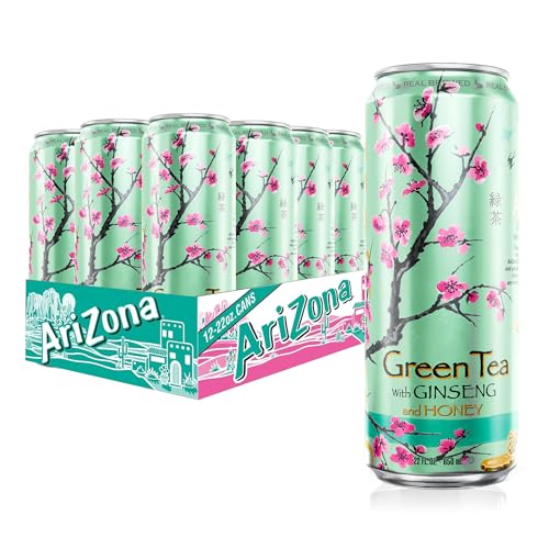 Real Brewed Green Tea with Ginseng & Honey, 22 fl oz Cans (Pack of 12)