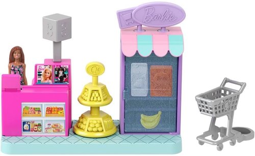 Barbie Mini BarbieLand Supermarket Playset - Includes 1.5-Inch Doll, Shelves & Shopping Cart
