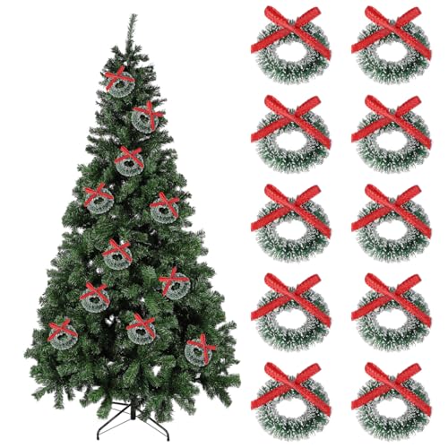 24 Pack Mini Christmas Wreaths - 1.18in Hanging Craft Wreaths for Dollhouses & Decor