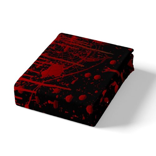 Red Blood Fingerprint Fitted Sheet Queen Size Black Spider Bedding Set Halloween Theme Sheet Set,Spider Web Bed Cover Ultra Soft Breathable Bedspread 3 Pcs for Kids Teens Boys No Flat Sheet