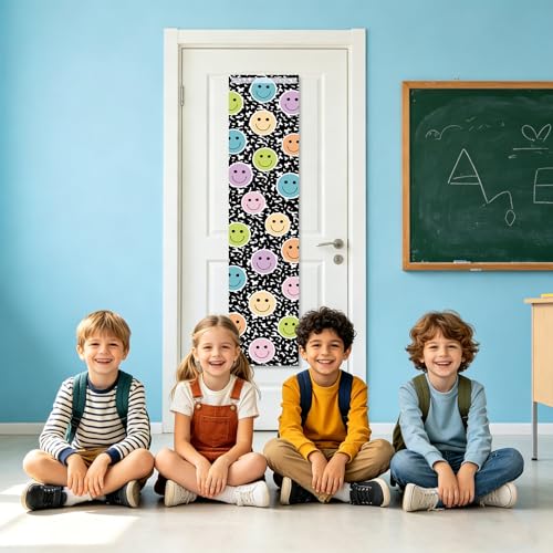 2-Pack Pastel Smile Face Classroom Door Window Blackout Curtains