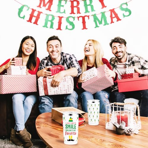 Arsemica Buddy the Elf 20oz Christmas Tumbler – Smile Variation, Insulated Cup with Lid & Straw