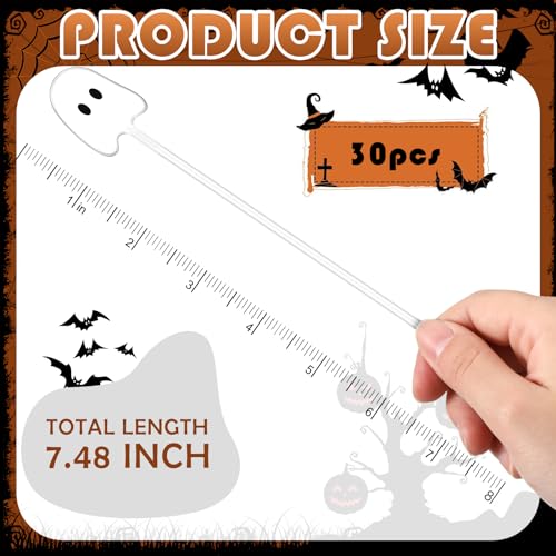 Halloween Ghost Cocktail Swizzle Sticks - 30 Pack Reusable Party Picks