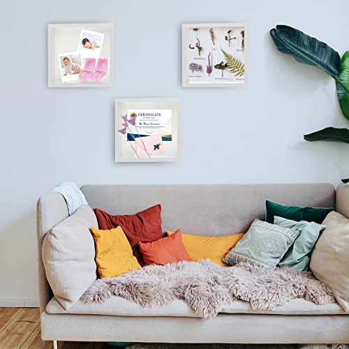 6x6 Shadow Box Frame Set, 3D Deep Picture Display Case with Glass - 2 Pack