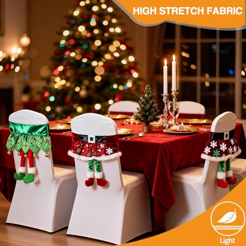 Christmas Chair Back Covers Set, 3 Pcs Santa/Elf Belt Sash Chairs 18.1 x 11.8 in