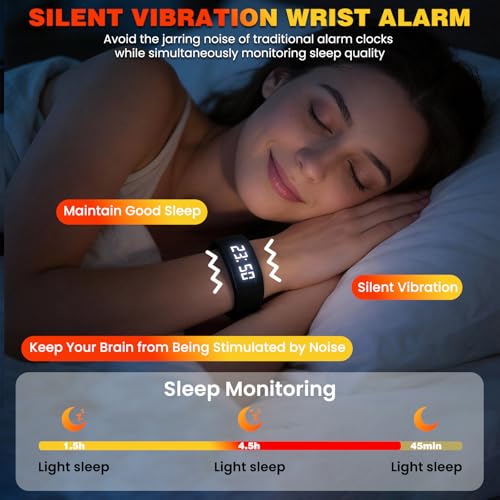Silent Vibrating Alarm Clock Wristband for Deep Sleepers - Digital Watch