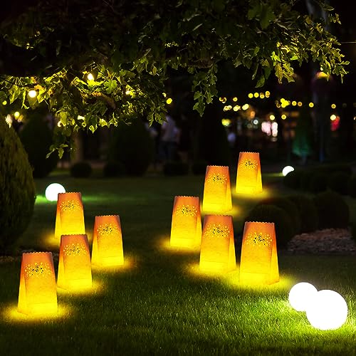 Crtiin 50 Pcs Luminary Bags with LED Tea Lights - Ethnic Style Lanterns for Parties