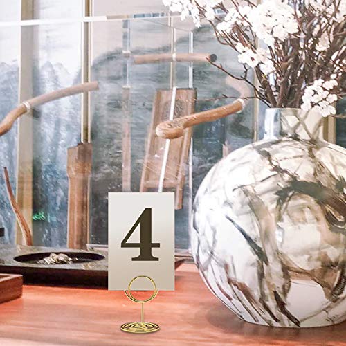 20pcs Mini Gold Table Number Holders - Metal Wire Place Card Stands