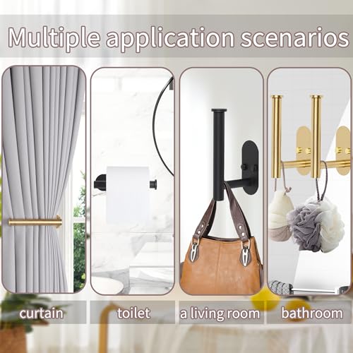 Adhesive Curtain Holdbacks, Stainless Steel Wall Hooks for Drapes, 2 Pack