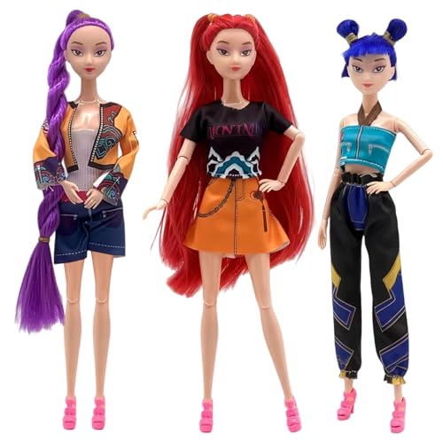 HIDLY 2025 Korean Idol Dolls Set with Trendy Outfits - 3PCS Gift for Kids