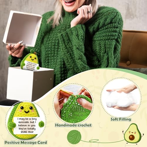 Handmade Crochet Avocado Keepsake with Inspirational Encouragement Card