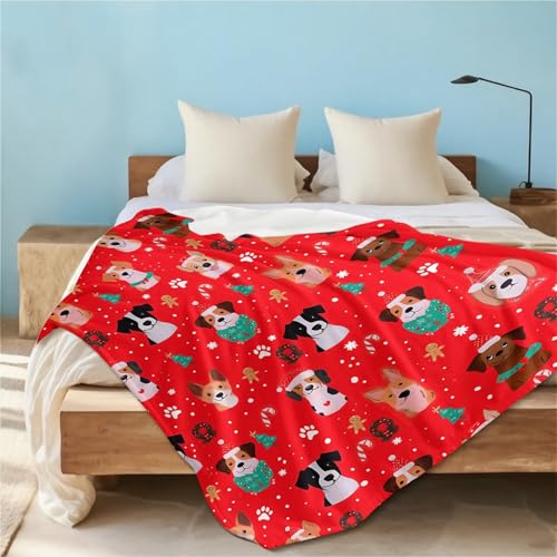 Amasnay Candy Cane Xmas Dog Throw 40x50in Ultra Soft Fleece Blanket