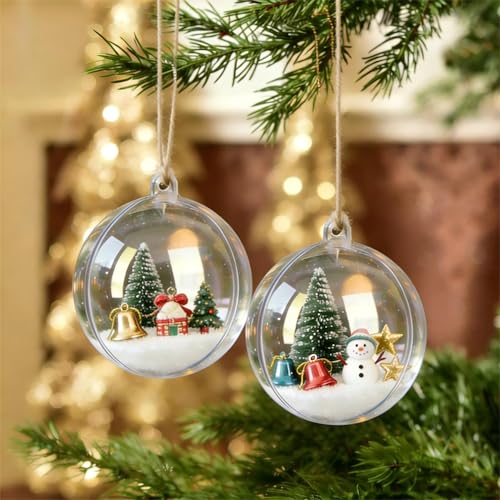 Clear Fillable Ornament Balls 80mm - Set of 10 DIY Craft Spheres