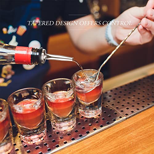 Chengu 72 Pack Metal Liquor Bottle Pour Spouts Silver - Long-lasting Stainless Steel with Rubber Covers