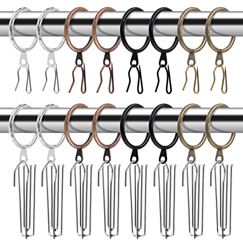 120-Piece Antique Bronze Curtain Rings and Pleat Hooks Set, 30mm Diameter
