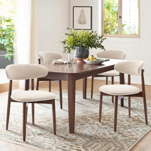 Modern Fabric Upholstered Wooden Dining Chairs Set of 4 - Farmhouse Side Chairs