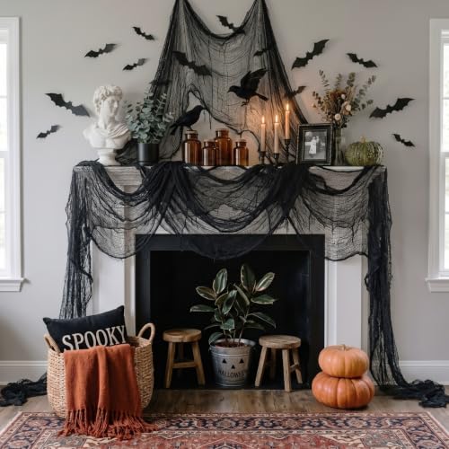 6-Pack Black Halloween Creepy Cloth Decor (30 x 75 in) - Spooky Gauze