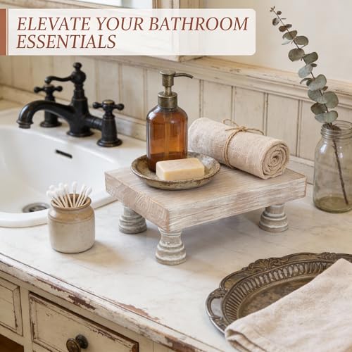 8.5-Inch Square Wood Riser Display Stand for Farmhouse Home Decor