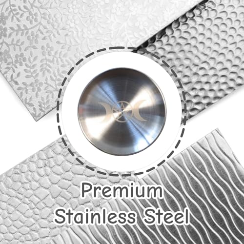 Triple Moon Pentagram Altar Plate - Brushed Stainless Steel Offering Tray