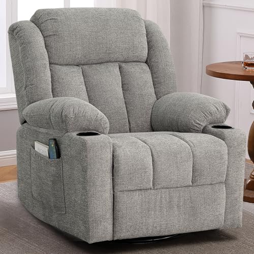 Ketaiyou Lime Gray1 Swivel Recliner Chair with Massage & Heat - Relax & Support