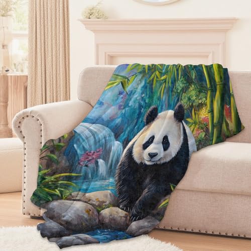 Lugiu Panda Blanket 80x60in - Soft Plush Cozy Faux Fur Throw for Couch & Bedroom