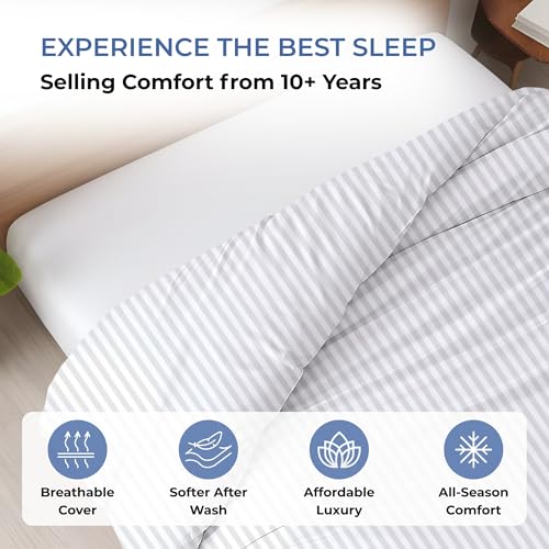 Twin Size Duvet Cover - 100% Egyptian Cotton, 600 TC, Soft & Durable
