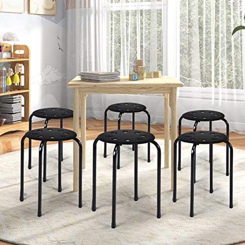 6-Pack Kids Stackable Stools, 17.5-Inch Round Metal & Plastic Stool Set