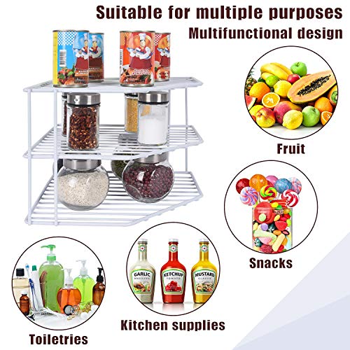 3-Tier Corner Shelf Organizer - Rust-Resistant Steel Kitchen Rack