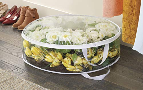 Clear 30-Inch Christmas Wreath Storage Bag with Reinforced Handles