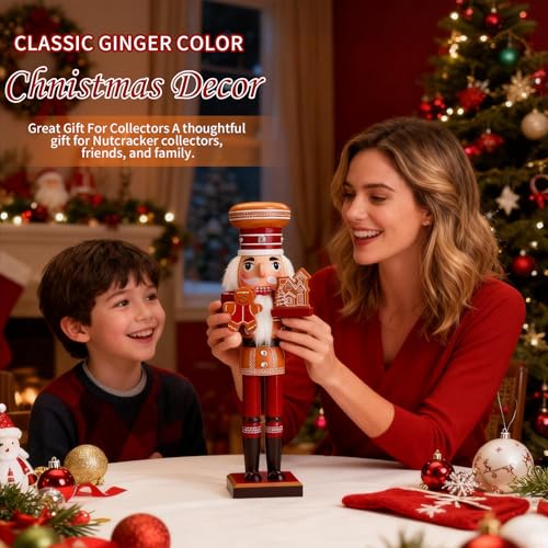 15-Inch Wooden Christmas Nutcracker Tabletop Decor for Shelf & Mantel
